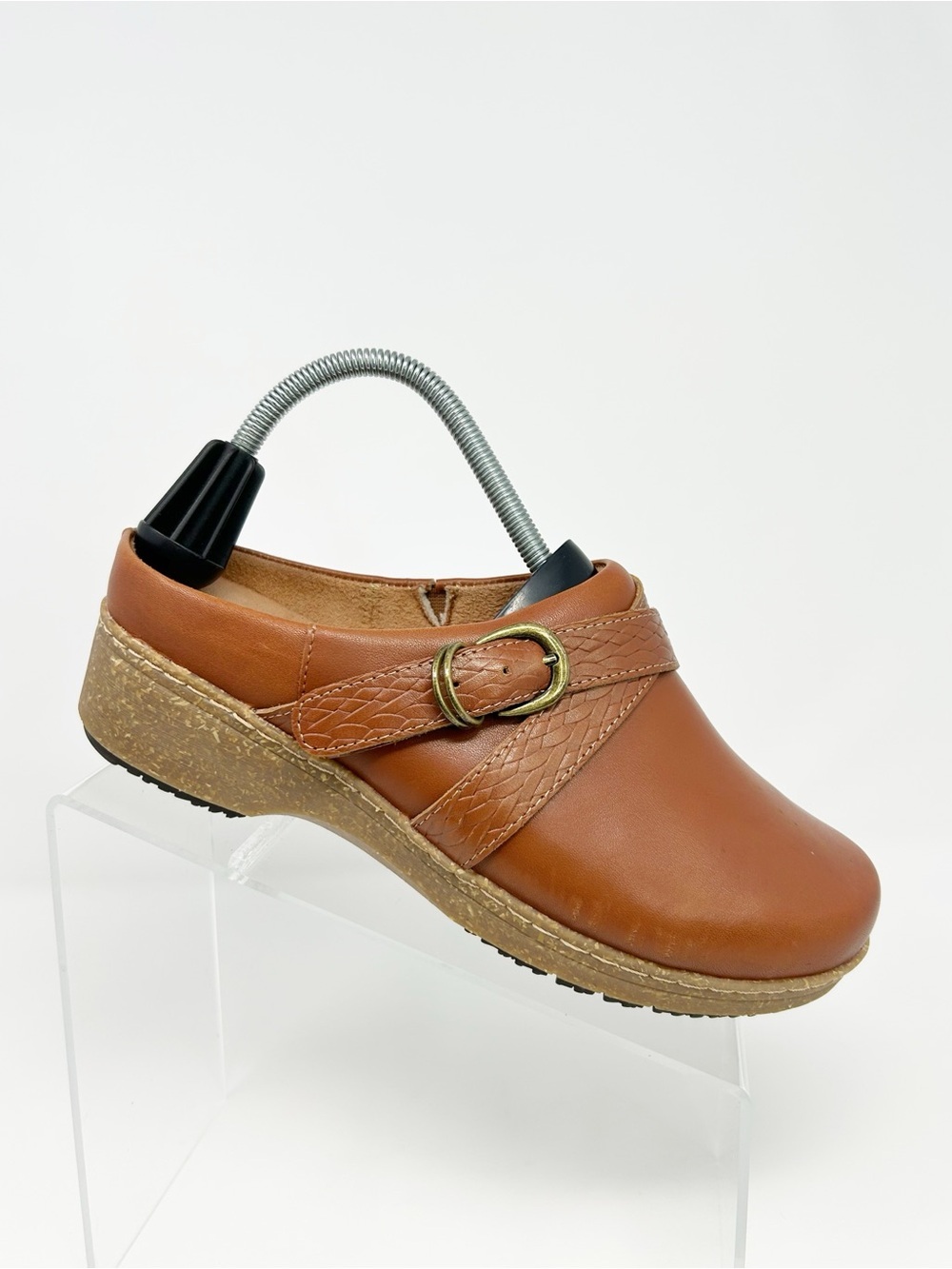 SoftWalk Asmara Clog Mule Brown Slip On Buckle Strap Comfort Shoes Size 9 WW